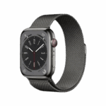Apple watch series 8 gps cellular boitier acier inoxydable graphite 45mm avec boucle milanaise graphite